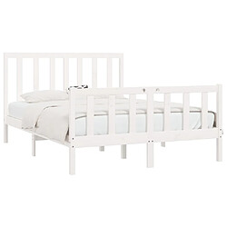 Avis Maison Chic Lit adulte - Lit simple Cadre de lit,Structure du lit Contemporain Blanc Bois massif 160x200 cm -MN87989