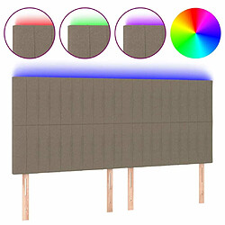 Maison Chic Tête de lit scandinave à LED,meuble de chambre Taupe 200x5x118/128 cm Tissu -MN13627