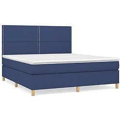 vidaXL Sommier à lattes de lit avec matelas Bleu 160x200 cm Tissu