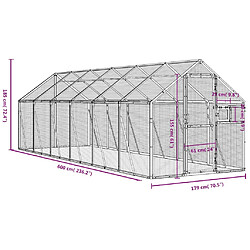 vidaXL Volière argenté 1,79x6x1,85 m aluminium pas cher