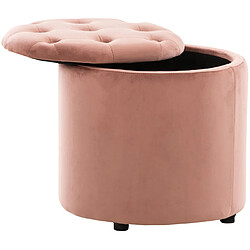 Decoshop26 Pouf tabouret coffre avec espace de rangement en tissu velours rose 42x44cm TABO10083