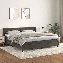 Maison Chic Lit Adulte - Lit simple Lit à sommier tapissier et matelas moelleux - Meuble de Chambre - Gris foncé 180x200cm Velours -MN86294