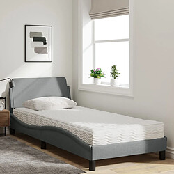 Vidaxl Lit avec matelas gris clair 90x200 cm tissu