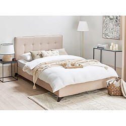 Beliani Lit double en tissu beige 140x200 cm AMBASSADOR