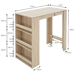 Acheter Table de bar avec étagcre r 3 niveaux 117x106x57 cm Chene Sonoma en bois ML-Design