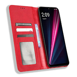 Etui en PU texture rétro, absorption magnétique avec support pour votre T-Mobile REVVL 6 5G - rouge