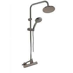 Rav Colonne de douche murale thermostatique en laiton gris métal brossé H. 109 cm