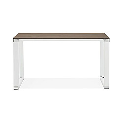 Mes Bureau design 140x70x74 cm plateau en noyer et métal blanc - WARNY