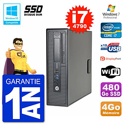 PC HP EliteDesk 800 G1 SFF i7-4790 RAM 4Go SSD 480Go Graveur DVD Wifi W7 - Occasion