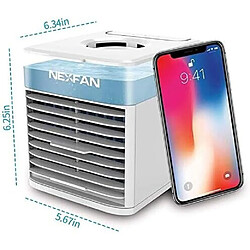 Avis Mini Refroidisseur d'Air Portable, NexFan Mini Ventilateur de Climatiseur Portable Refroidisseur évaporatif Personnel 4 en 1, humidificateur avec Lumière LED 7 Couleurs (Blanc)