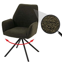 Decoshop26 Chaise de salle à manger avec accoudoir assise rotatif en tissu bouclé vert olive care trépied 04_0006277