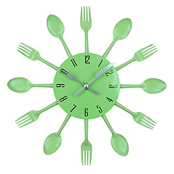 Wewoo Horloge murale Couverts En Métal Cuisine Cuillère Fourchette Creative Quartz Horloges Montées Au Design Moderne Décoratif Vert