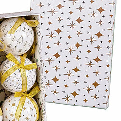 Avis BigBuy Christmas Boules de Noël Blanc Doré Papier Polyfoam 7,5 x 7,5 x 7,5 cm (6 Unités)