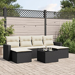 Maison Chic Ensemble Tables et chaises d'extérieur 7pcs avec coussins,Salon de jardin noir résine tressée -GKD410803