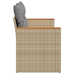 Acheter vidaXL Canapé de jardin avec coussins 2 places beige résine tressée