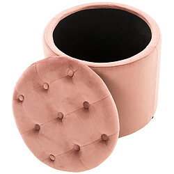 Avis Decoshop26 Pouf tabouret coffre avec espace de rangement en tissu velours rose 42x44cm TABO10083