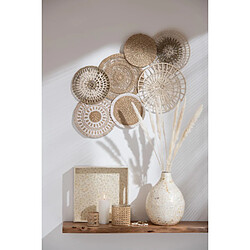 Dansmamaison Decoration Murale Cercles Zostere/Coton Naturel/Blanc