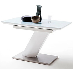 Pegane Table extensible design coloris blanc brillant - L.120-160 x H.76 x P.80 cm