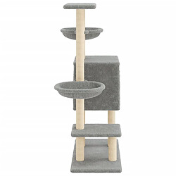 Helloshop26 Arbre à chat meuble tour grimper jouet grattage grattoir escalade plateforme avec griffoirs en sisal clair 117 cm gris 02_0022553