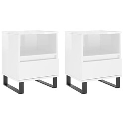 Maison Chic Lot de 2 Tables de chevet,Table de nuit,Table d'appoint pour salon blanc brillant 40x35x50 cm -MN33481