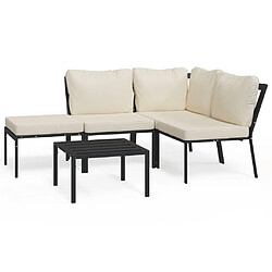 Maison Chic Salon de jardin 5 pcs + coussins - Mobilier/Meubles de jardin - Table et chaises d'extérieur sable acier -MN77085