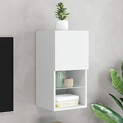 Maison Chic Meuble TV avec lumières LED, Banc TV pour salon, Meuble de rangement blanc 30,5x30x60 cm -GKD49047