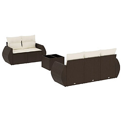 vidaXL Salon de jardin avec coussins 6 pcs marron résine tressée