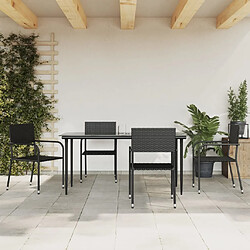 vidaXL Ensemble à manger de jardin 5 pcs Noir Résine tressée