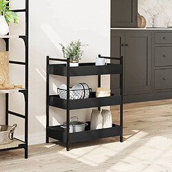 Avis Maison Chic Desserte de cuisine | Chariot de cuisine | Meuble de rangement roulant noir 50x30x70 cm bois d'ingénierie -GKD52721