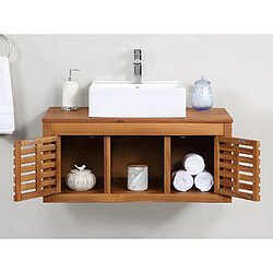 Vente-Unique Meuble de salle de bain suspendu en bois d'acacia avec simple vasque - 90 cm - PENEBEL