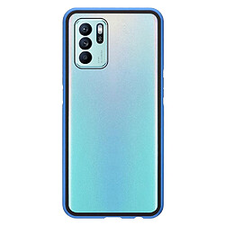 Coque en métal absorption magnétique, double face, bleu pour votre Oppo Reno6 Z