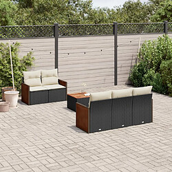 vidaXL Salon de jardin 6 pcs avec coussins noir résine tressée