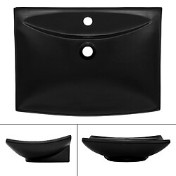 ML DESIGN MODERN LIVING ML-Design Lavabo en céramique en noir mat, 61x45,5x18,5 cm, Lavabo de comptoir avec trop-plein et trou pour robinet, Lavabo moderne, cuvette de lavabo Lavabo à main, pour salle de bains/WC invités