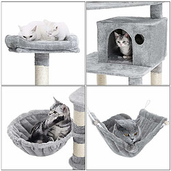 Feandrea Arbre à Chat Hauteur de 164 cm Multi-Niveaux avec Bol, Panier, Niche Maison de Jeu Meubles pour Chatons, Chats et félins Couleur Grise Claire PCT99W pas cher