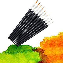 10 pcs pinceaux de peinture acrylique pour peinture aquarelle gouache et acrylique - Noir