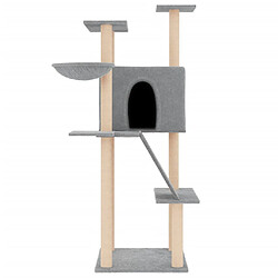 Helloshop26 Arbre à chat meuble tour grimper jouet grattage grattoir escalade plateforme avec griffoirs en sisal clair 143 cm gris 02_0022567