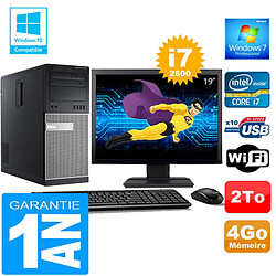 PC Tour DELL 7010 Core I7-2600 Ram 4Go Disque 2 To Wifi W7 Ecran 19" - Occasion