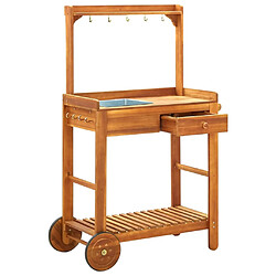 Maison Chic Desserte de cuisine | Chariot de cuisine | Meuble de rangement roulant de jardin Bois d'acacia 92x43,5x141,5 cm -GKD82455