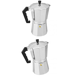 Lot de 2pcs Moka Express Cafetière Italienne en Aluminium Café Latte Noir 3 Tasses / 6 Tasses