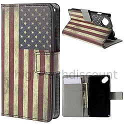 Htdmobiles Housse etui portefeuille PU cuir pour Wiko Sunny + film ecran - USA