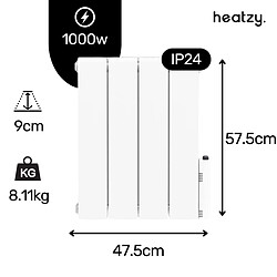 Chauffage électrique Wifi - inertie fluide - 1000W - blanc - Heatzy pas cher