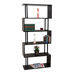 Acheter Decoshop26 Bibliothèque étagère autoportante meuble de rangement structure 3D 183x80cm 5 niveaux marron foncé métal noir 04_0001322