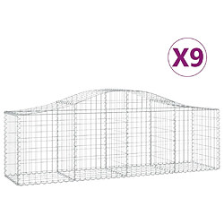 vidaXL Paniers à gabions arqués 9 pcs - Argenté