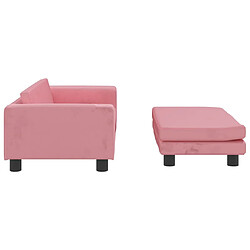 Avis vidaXL Canapé avec repose-pied pour enfants rose 100x50x30 cm velours