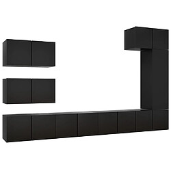 vidaXL Ensemble de meubles TV 8 pcs Noir Bois d'ingénierie