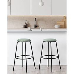 Beliani Tabouret de bar Set de 2 Velours Vert menthe MORTON