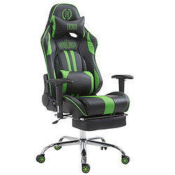 Decoshop26 Fauteuil de bureau gamer avec repose-pieds extensible mécanisme de bascule en PVC noir / vert 10_0002744