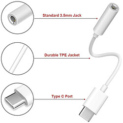 2Pcs Adaptateur USB C vers jack 3,5 mm pour casque audio stéréo de type C vers auxiliaire 3,5 mm compatible avec casque Huawei / Google / Samsung etc