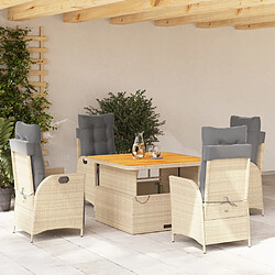 vidaXL Ensemble à manger de jardin avec coussins 5pcs Beige poly rotin