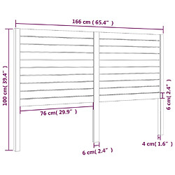 Acheter vidaXL Tête de lit Noir 166x4x100 cm Bois massif de pin